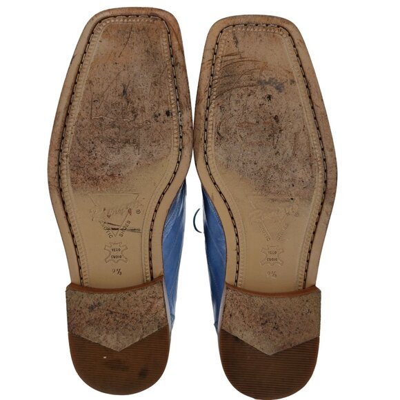 Vintage Exotic Romano Eel Crocodile Dress Shoes Baby Blue Cream Derby Oxford 9.5 - Picture 4 of 12